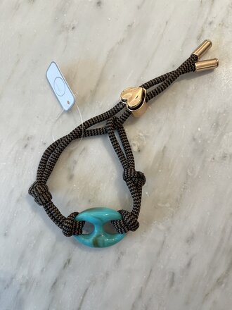 Nilu Pig bracelet kakhi/turquoise