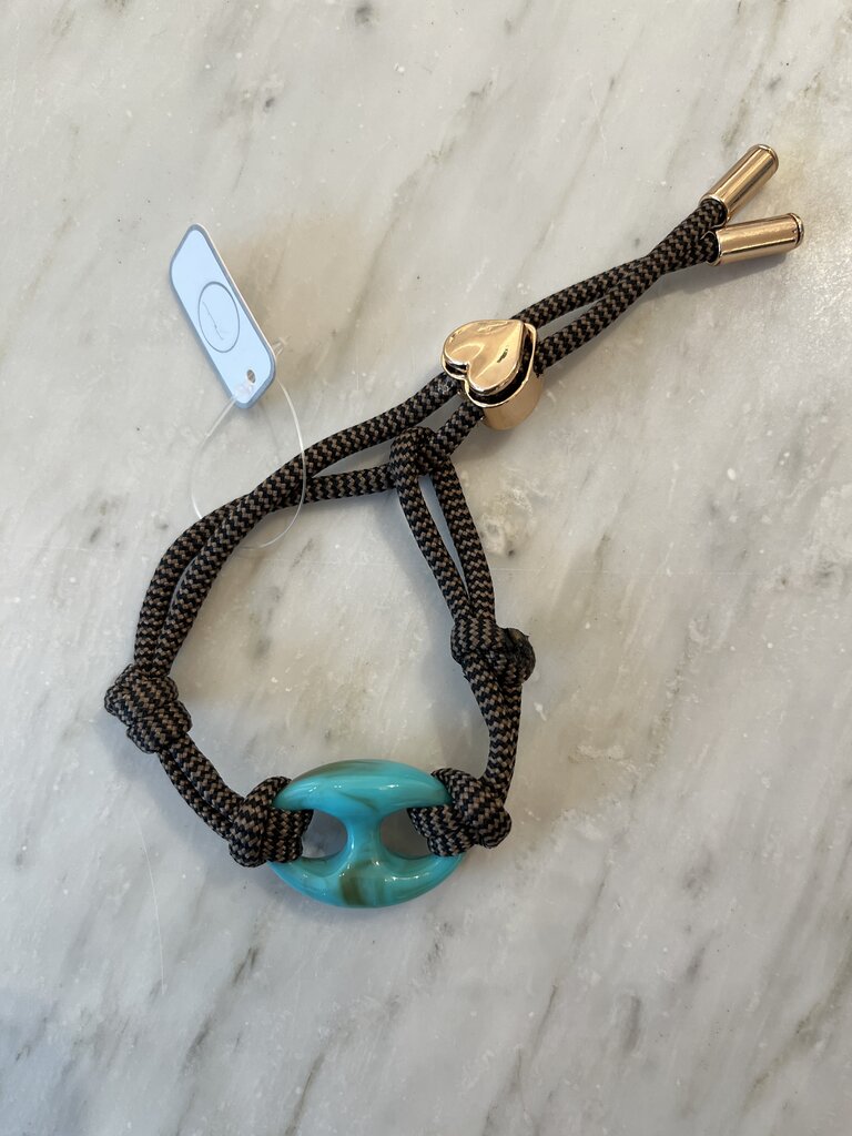 Nilu Pig bracelet kakhi/turquoise