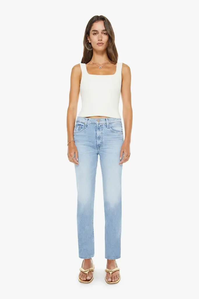 High waisted straight denim