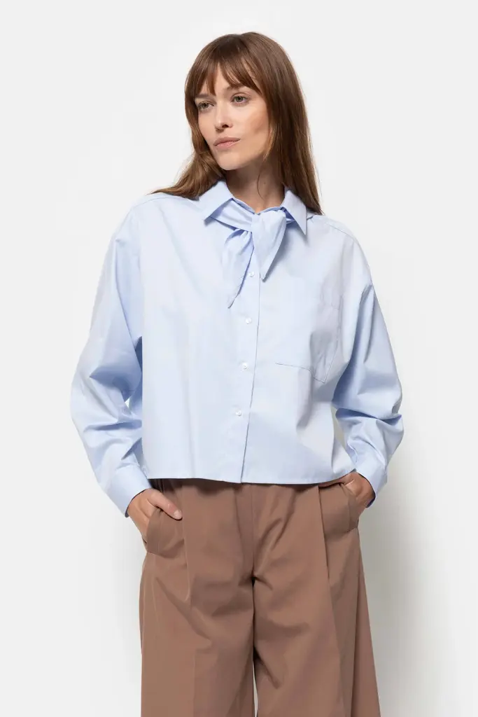 Bleu shirt with scarf