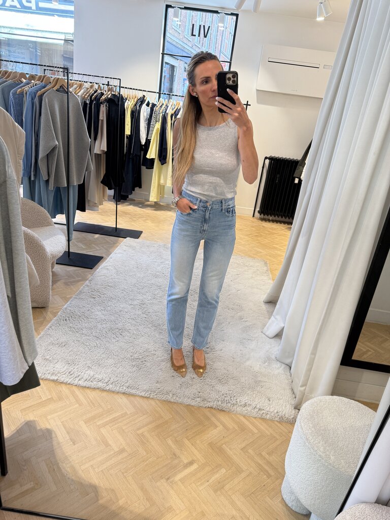 High waisted straight denim