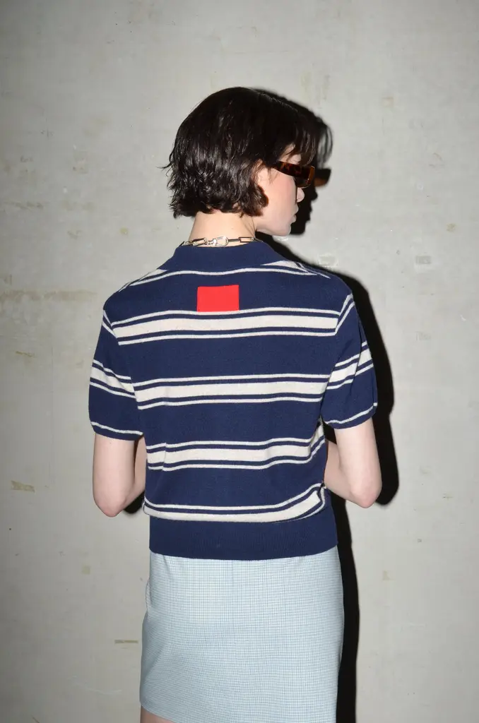 Collectors Club Cashmere striped polo knit