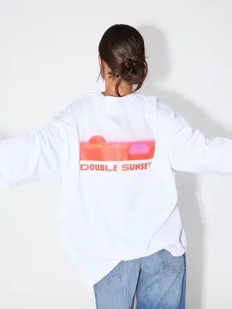 Double sunset Unisex longsleeve white