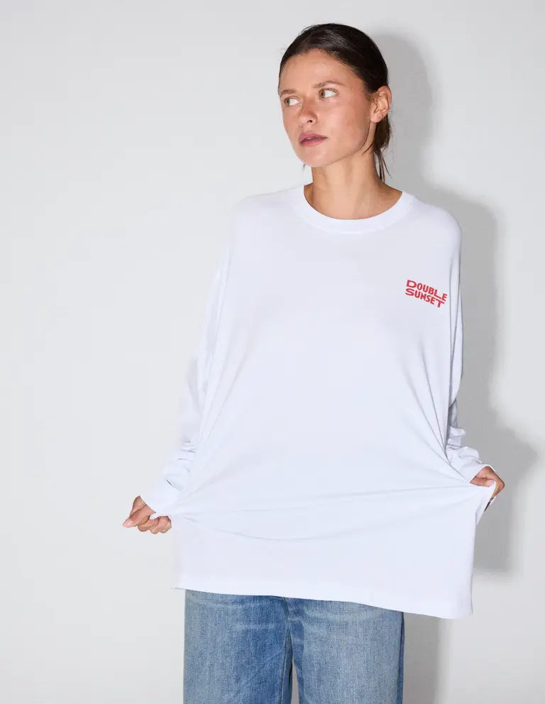 Double sunset Unisex longsleeve white