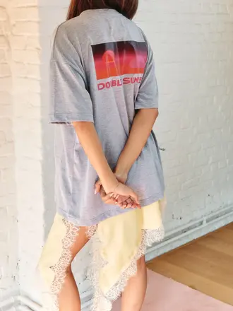 Double sunset Unisex T grey/pink