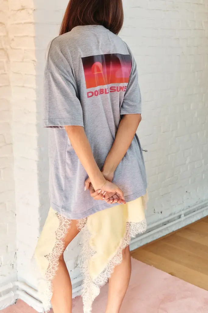 Double sunset Unisex T grey/pink