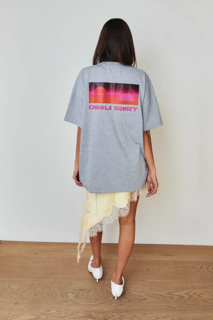 Double sunset Unisex T grey/pink