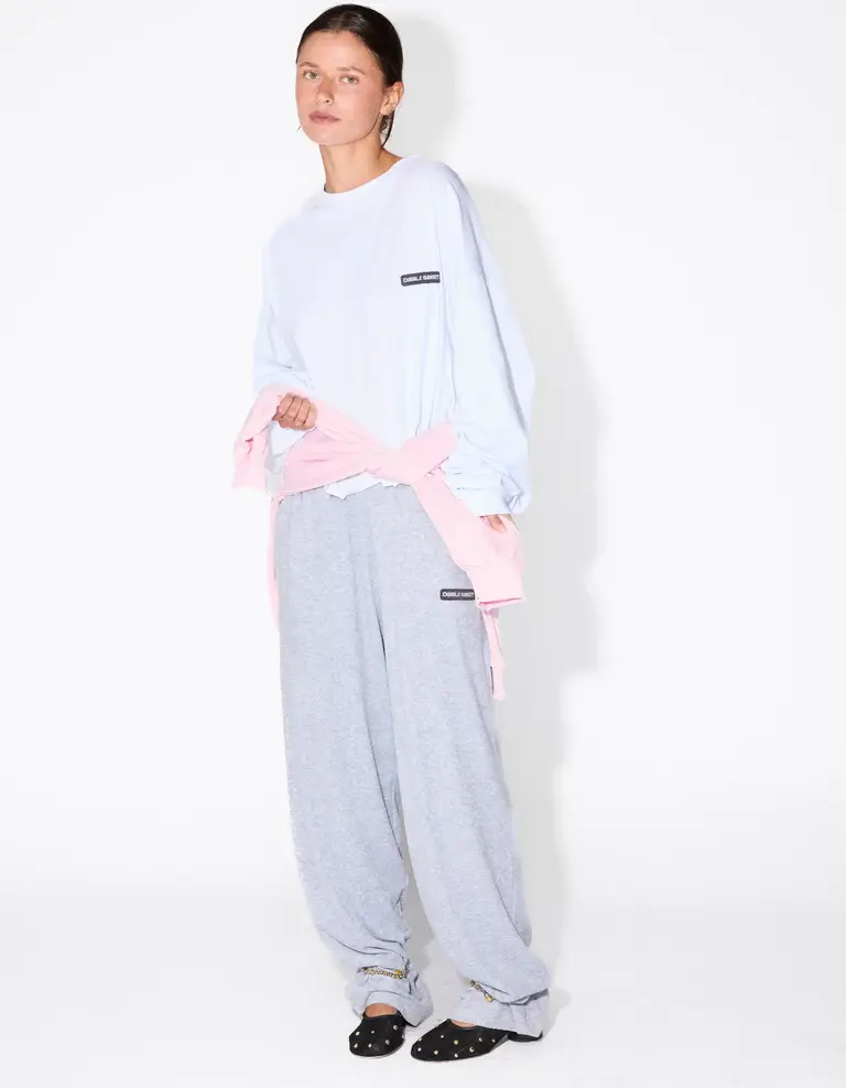 Double sunset Cropped long T white