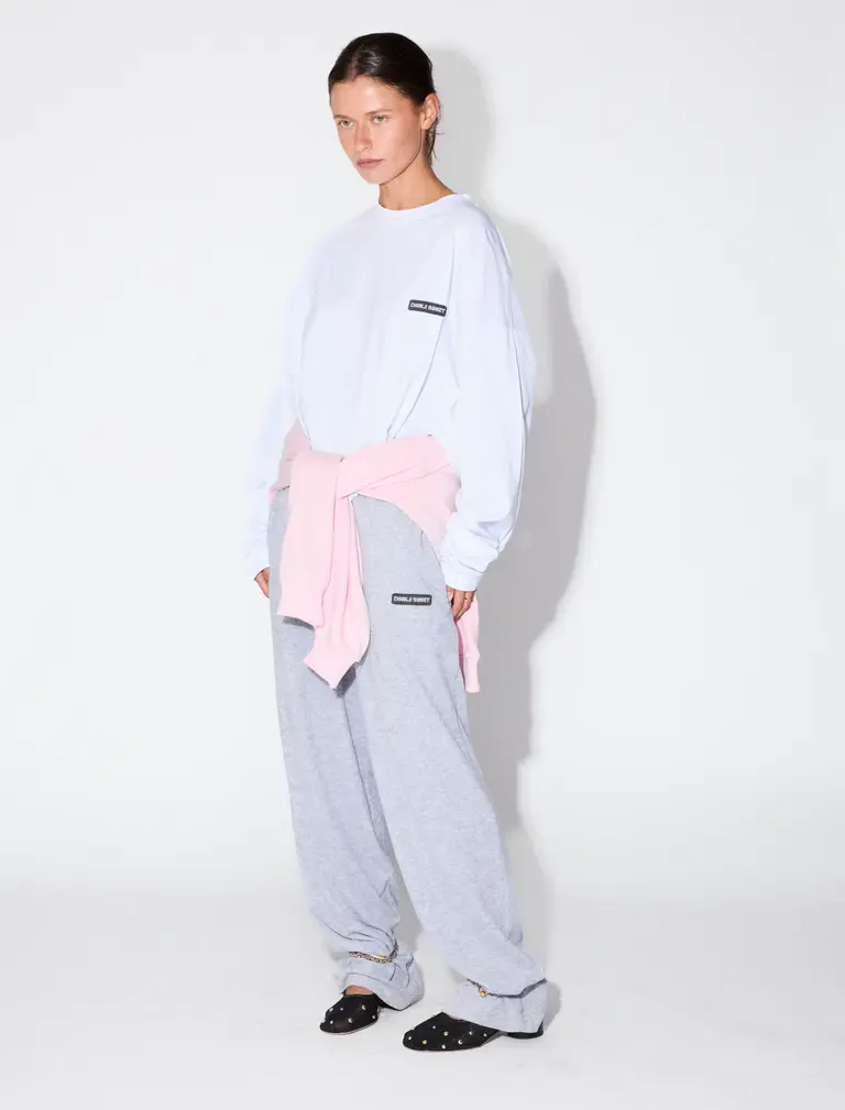 Double sunset Cropped long T white