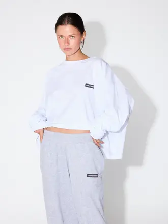 Double sunset Cropped long T white