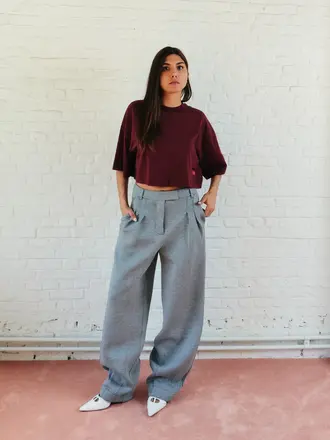 Double sunset Cropped T plum