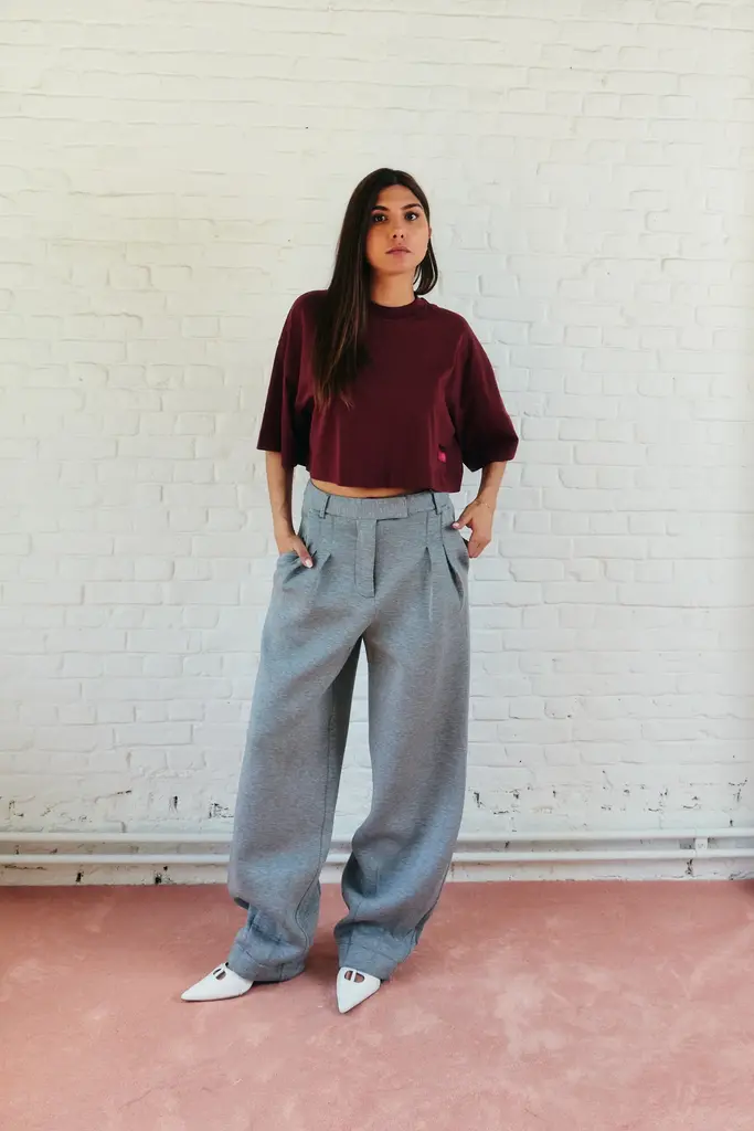 Double sunset Cropped T plum