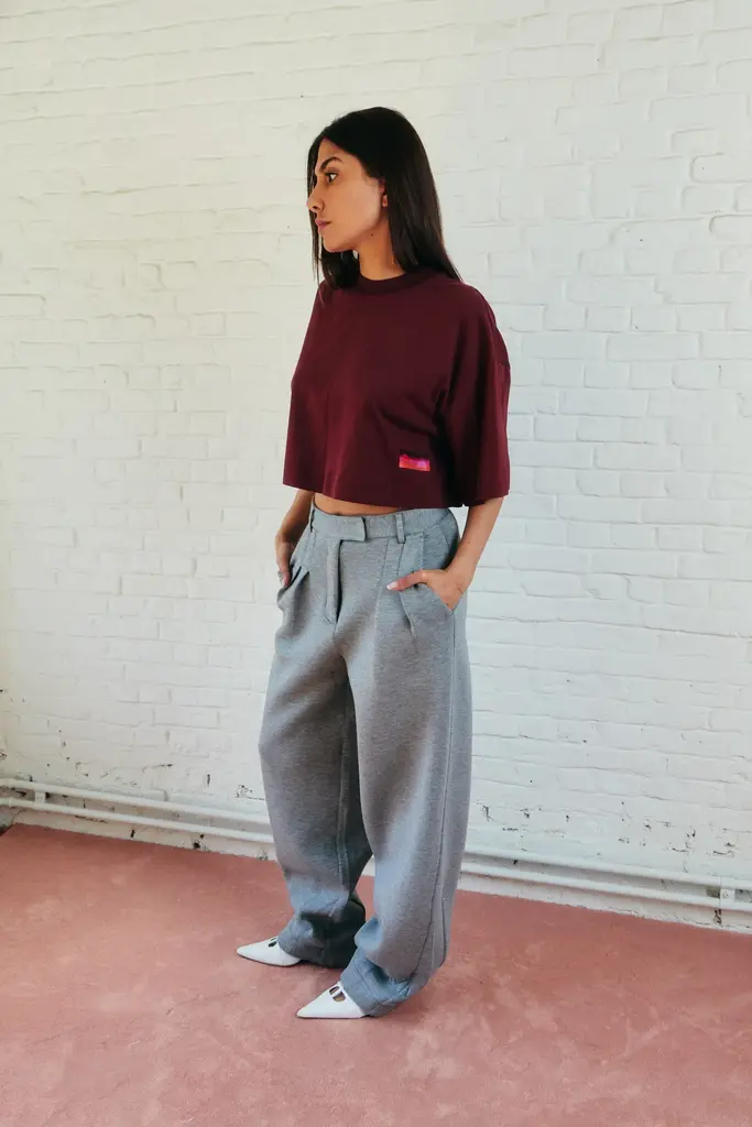 Double sunset Cropped T plum