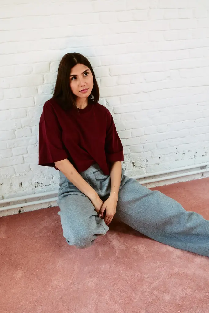 Double sunset Cropped T plum