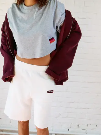 Double sunset Cropped T grey