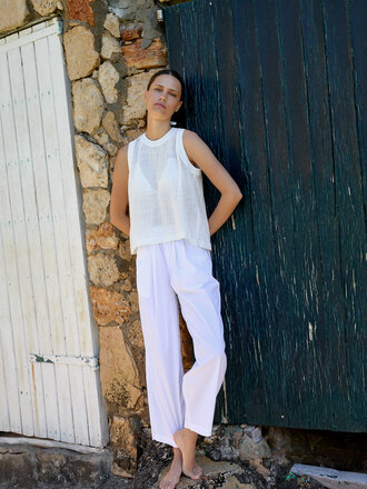 Studio Clique Light cotton cropped trousers white