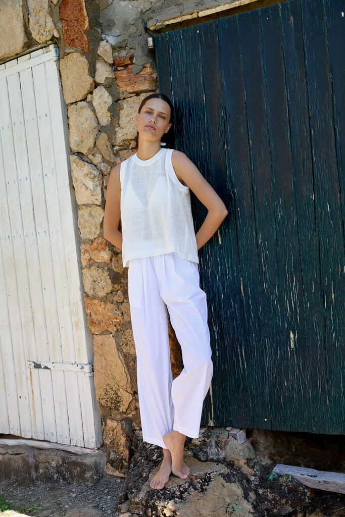 Studio Clique Light cotton cropped trousers white