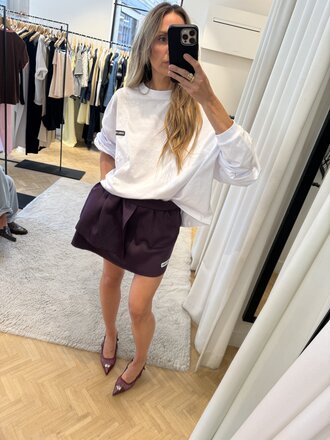 Double sunset Cropped long T white