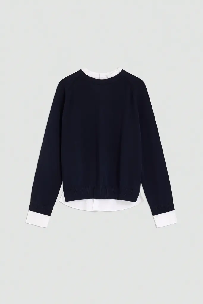 semi couture Navy knitted jumper with white collar