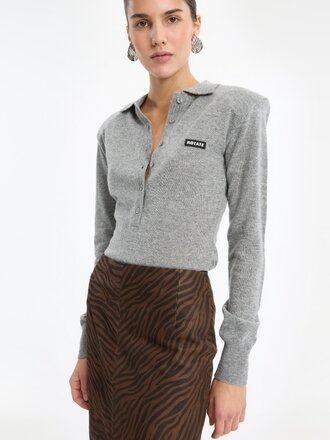 Rotate Wool longsleeve grey polo