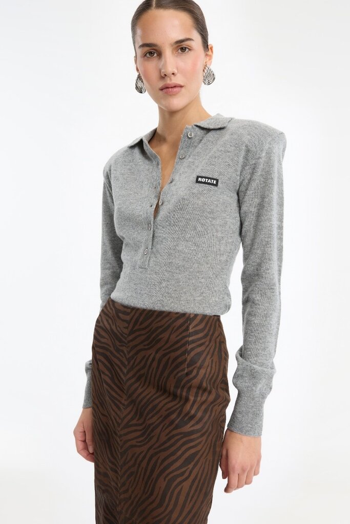 Rotate Wool longsleeve grey polo