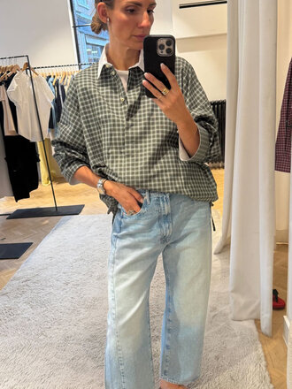 8 PM Bomber shirt green check