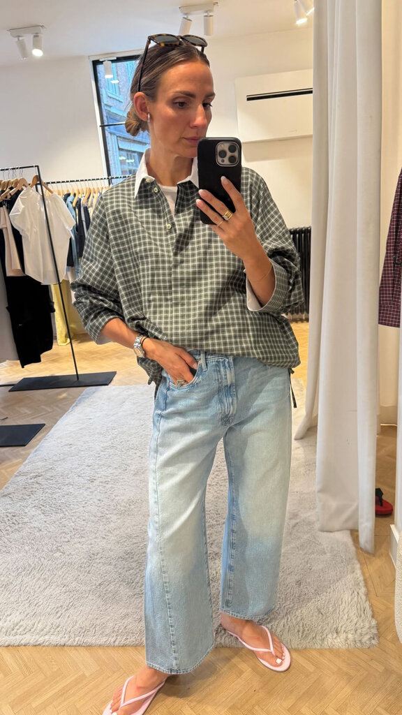 8 PM Bomber shirt green check