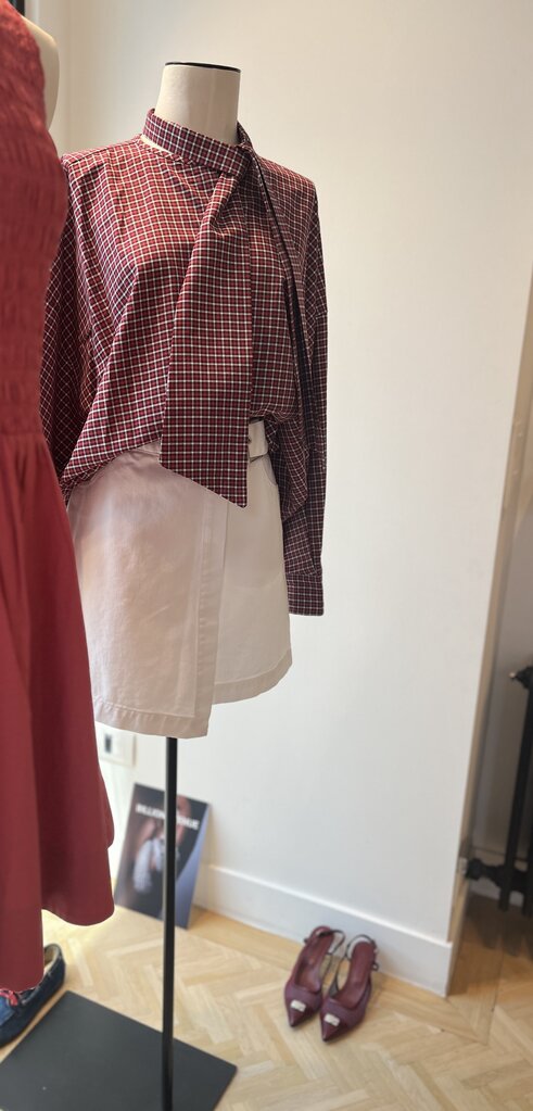 8 PM Tie shirt red check