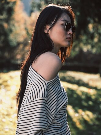 8 PM Striped off the shouder knit