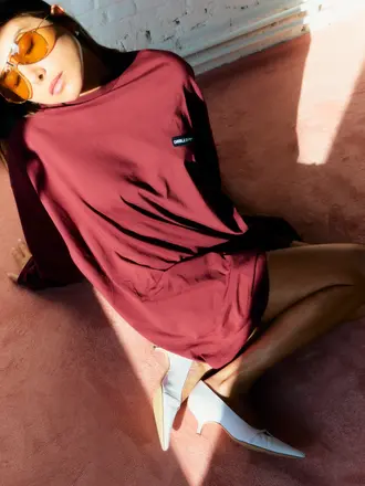 Double sunset Oversized T dress burgundy
