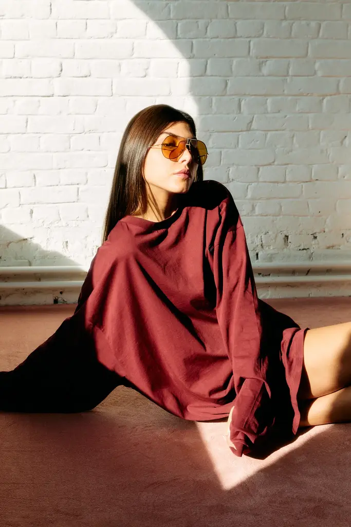 Double sunset Oversized T dress burgundy