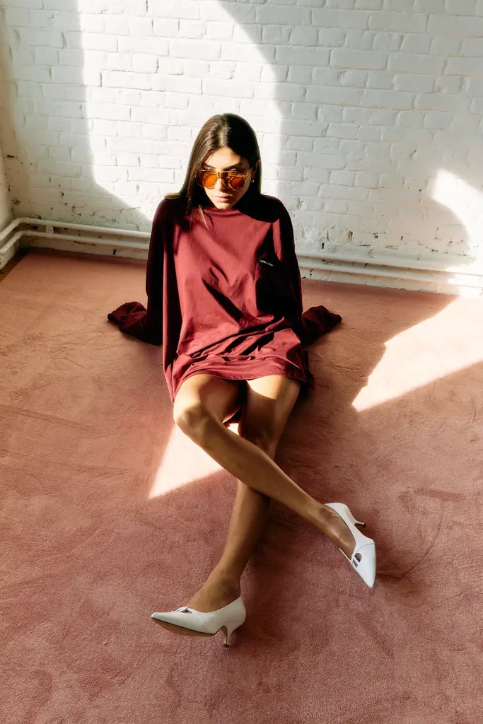 Double sunset Oversized T dress burgundy