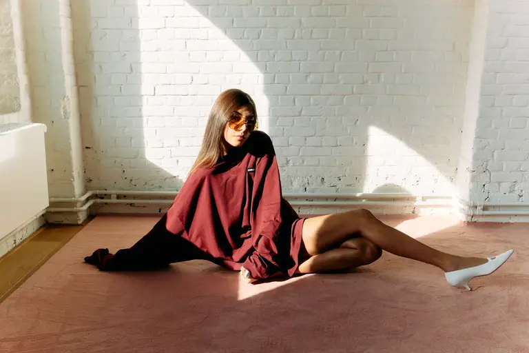 Double sunset Oversized T dress burgundy