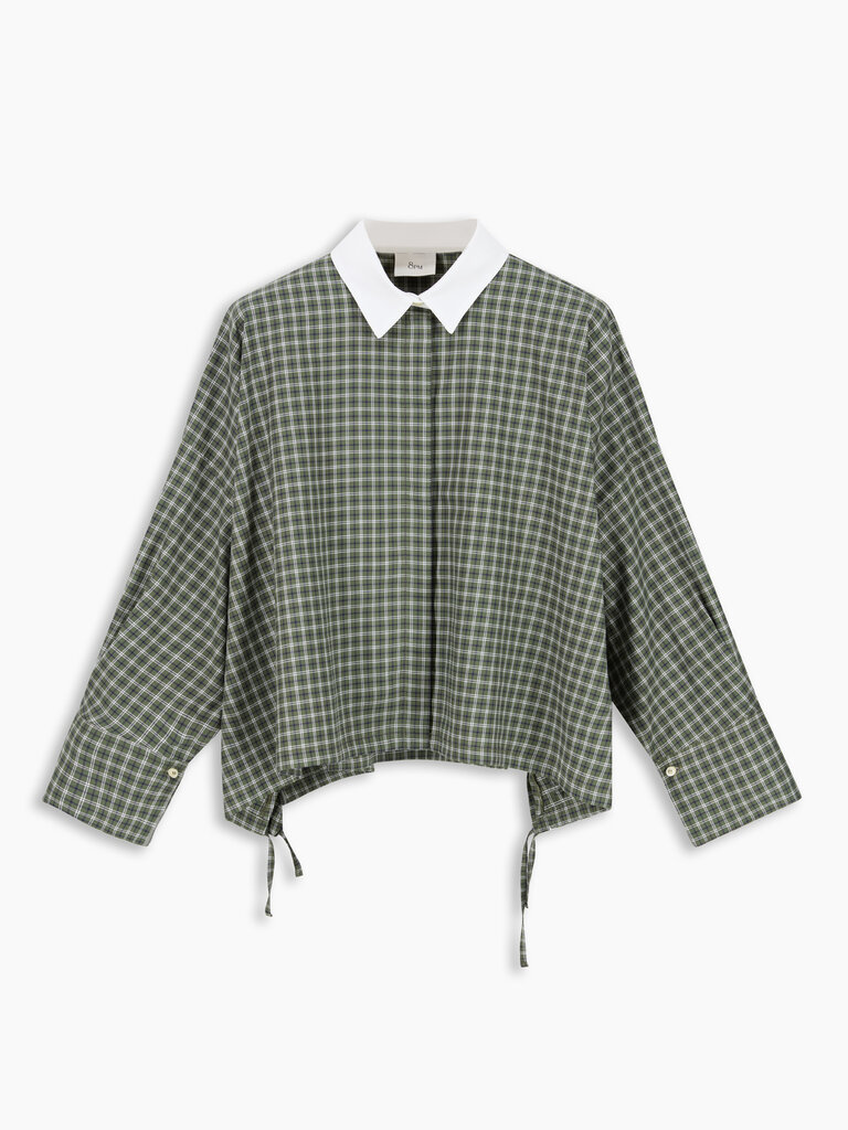 8 PM Bomber shirt green check