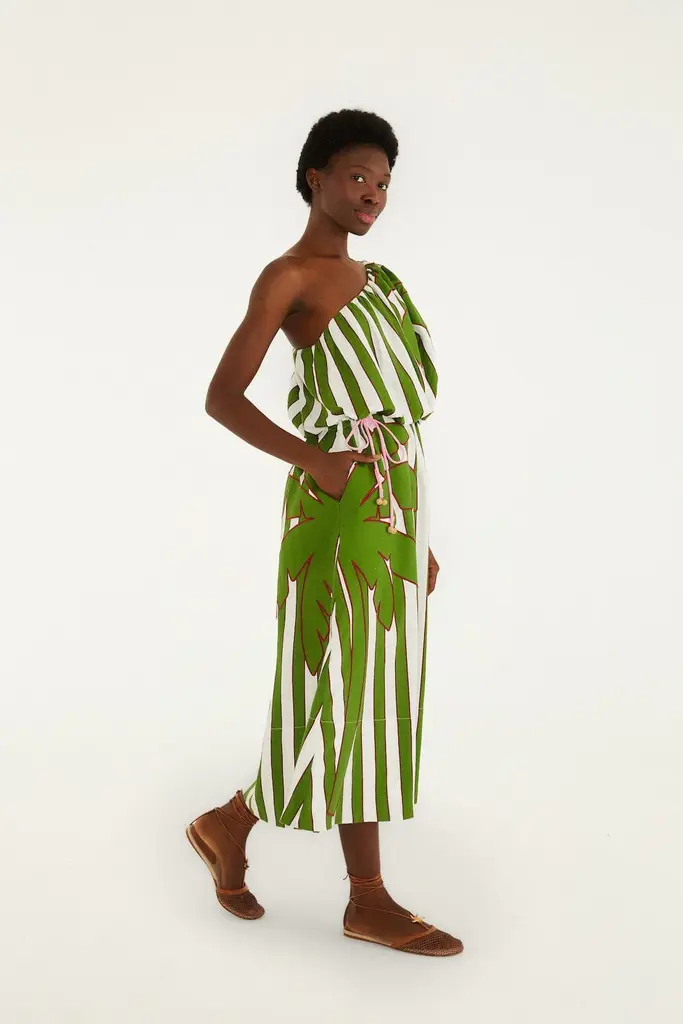 FARM Rio Oneshoulder monstera dress