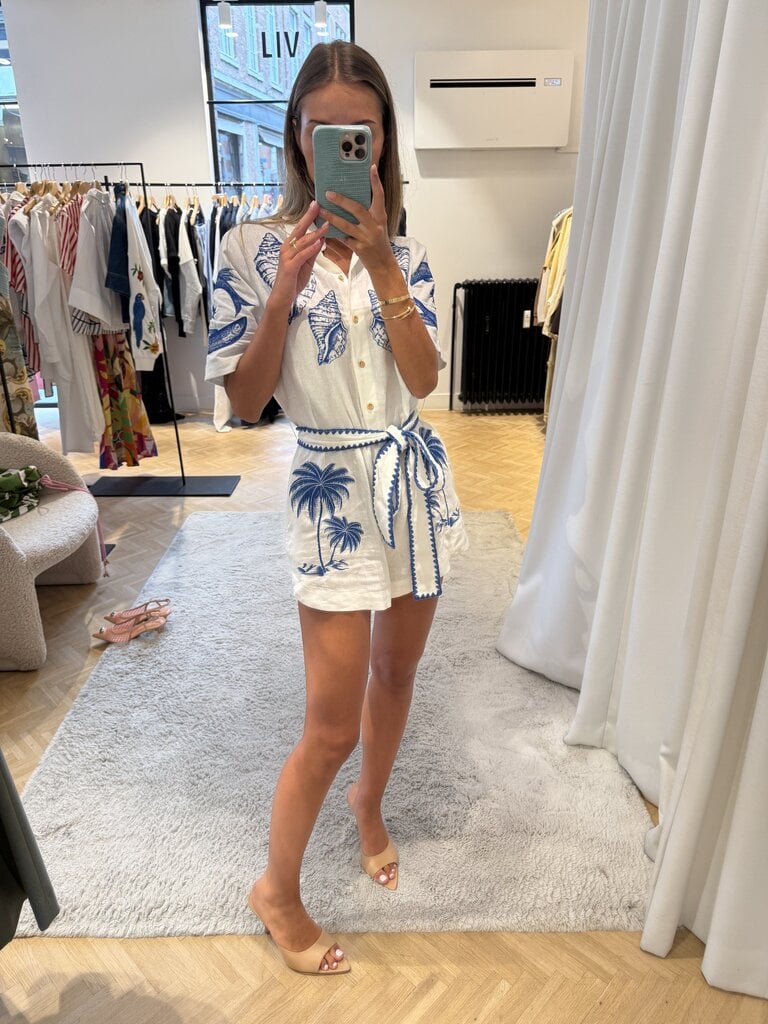 FARM Rio White & blue romper