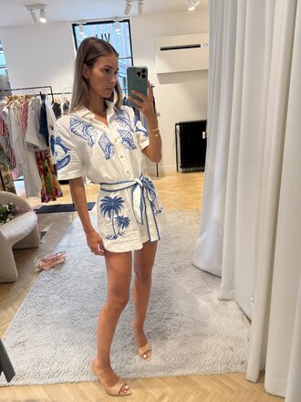 FARM Rio White & blue romper