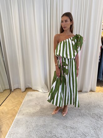 FARM Rio Oneshoulder monstera dress