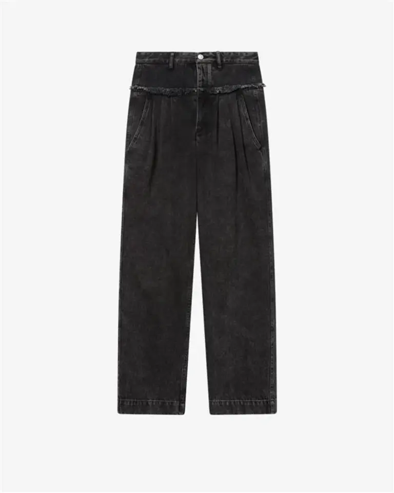 Black denim pants fringe