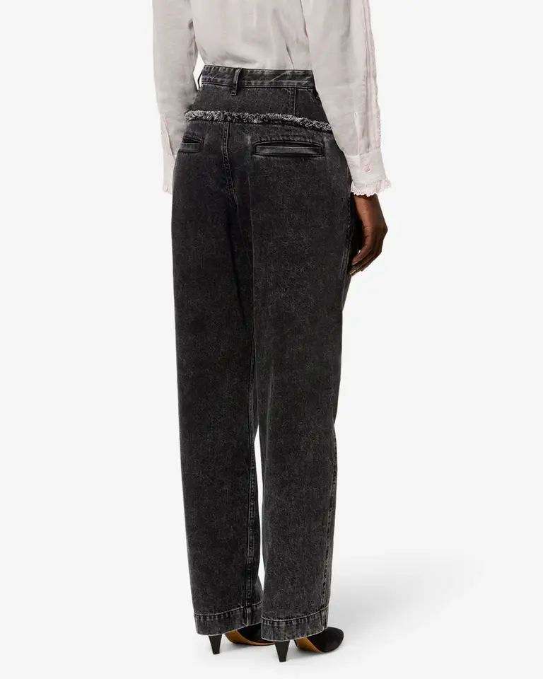 Black denim pants fringe