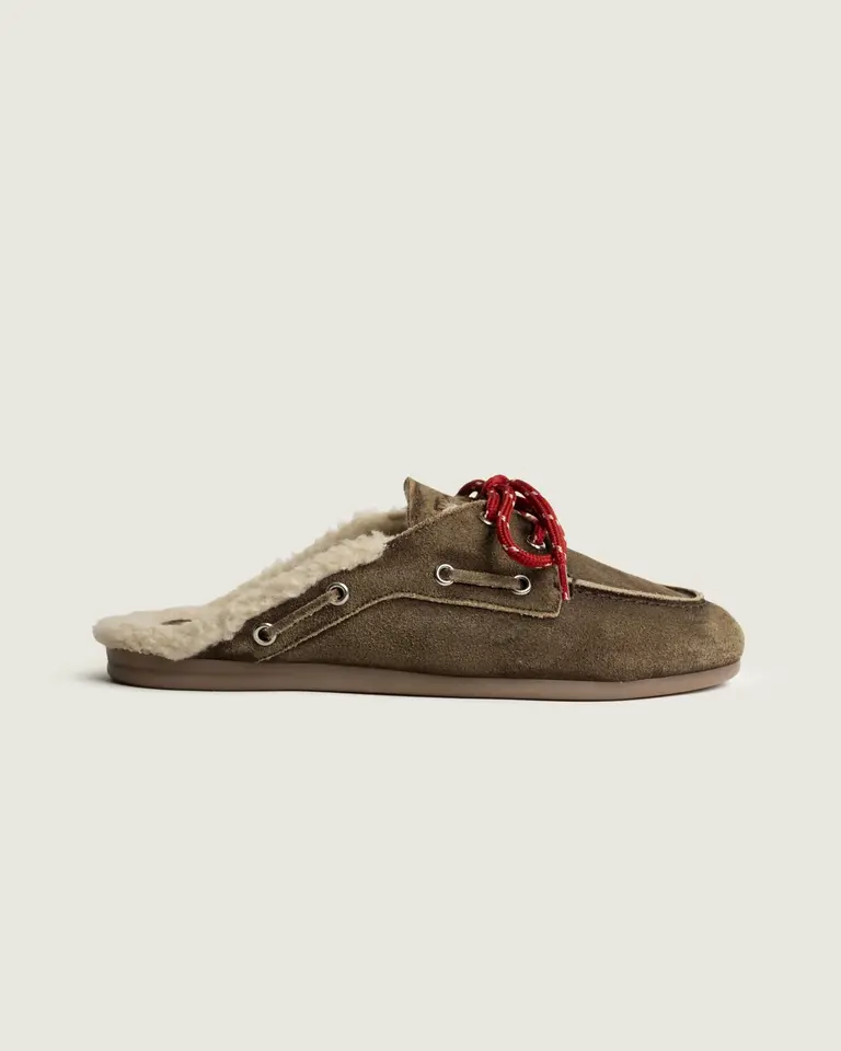 Posa Boat loafer mule fur brown