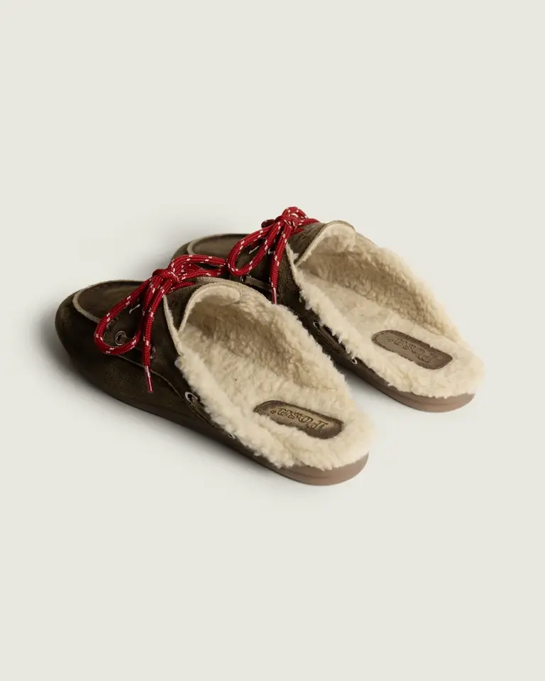 Posa Boat loafer mule fur brown