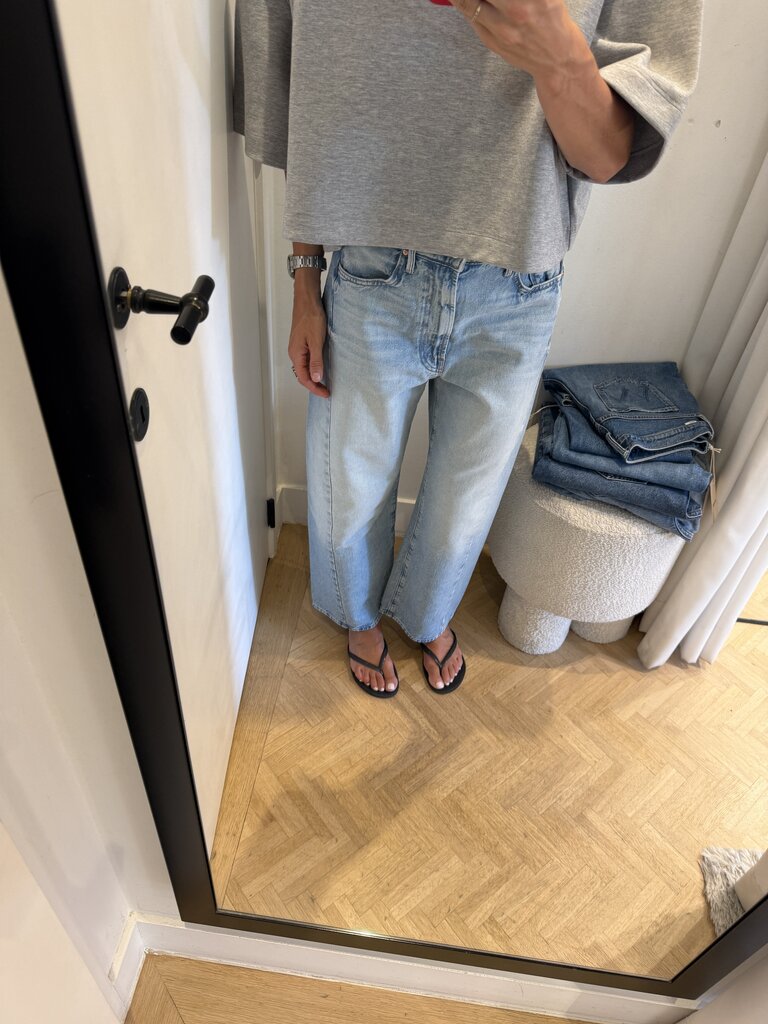 Twisted denim ankle barrel blue