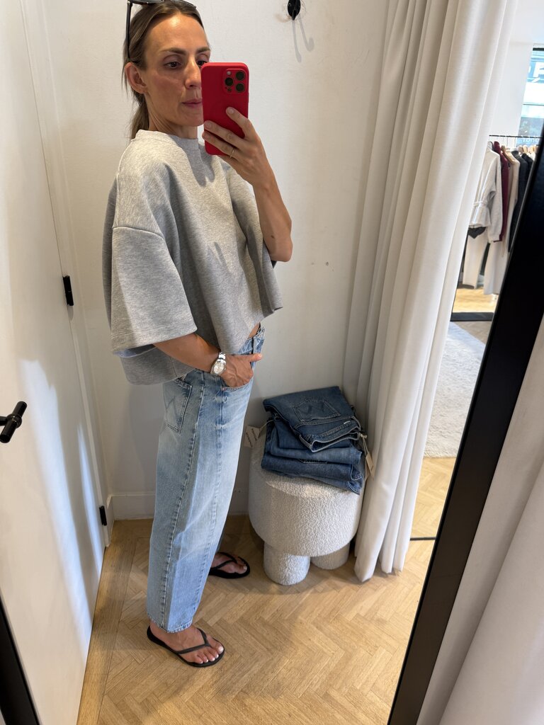 Twisted denim ankle barrel blue
