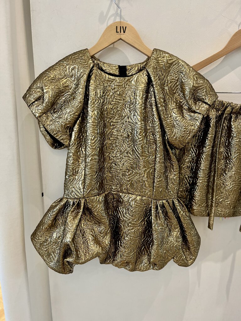 MSGM Gold peplum top