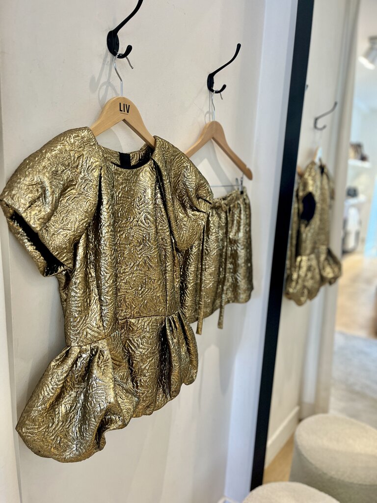 MSGM Gold peplum top
