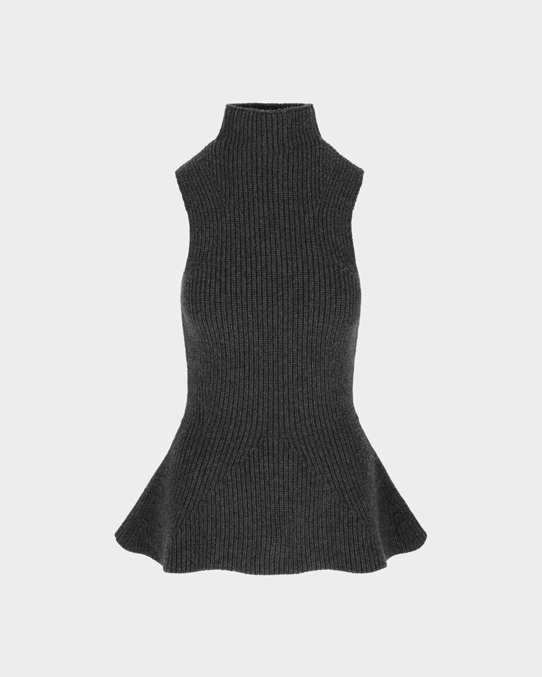 Rhune Thora sleeveless peplum knit dark grey