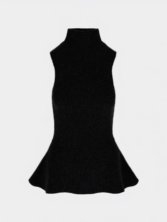 Rhune Thora sleeveless peplum knit black