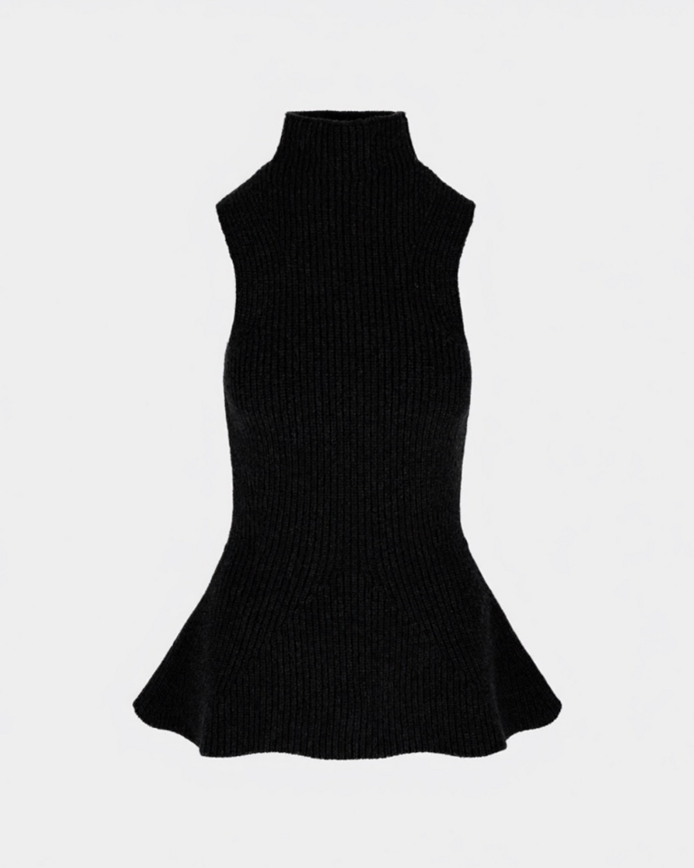 Rhune Thora sleeveless peplum knit black