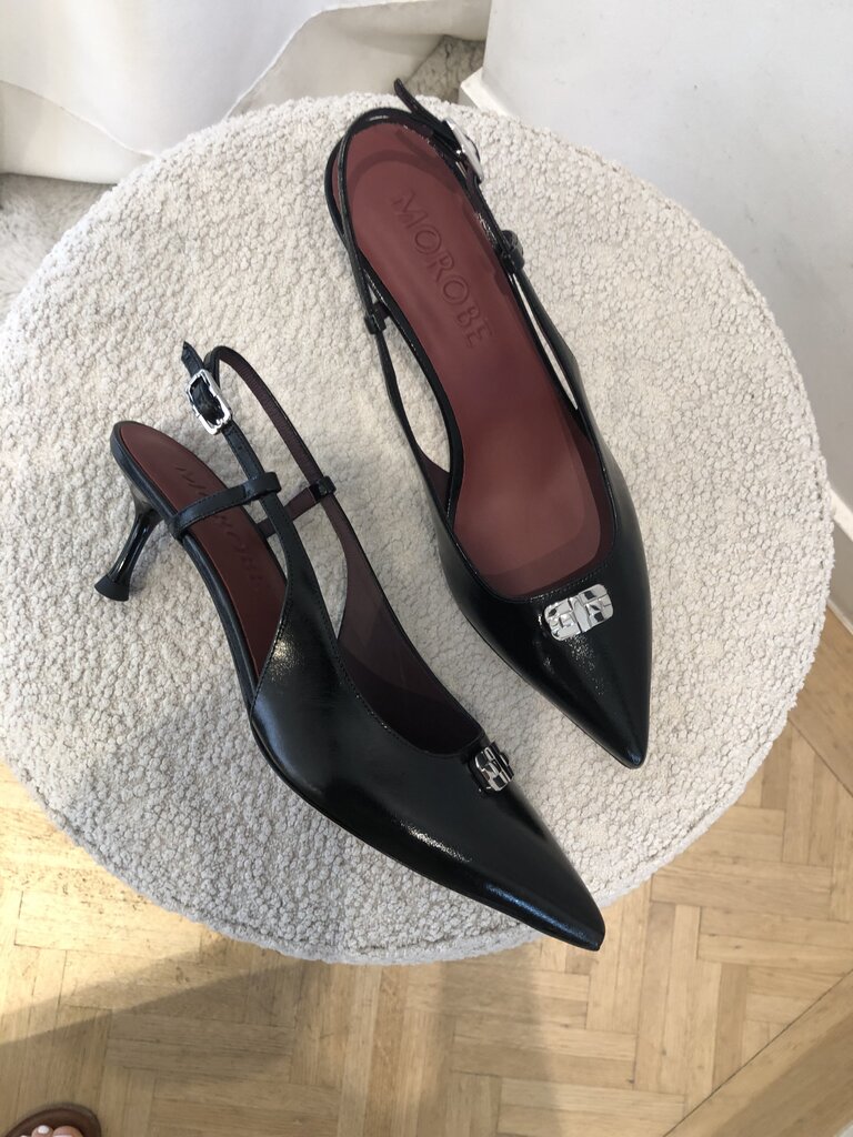 Daniela slingback black shiny leather